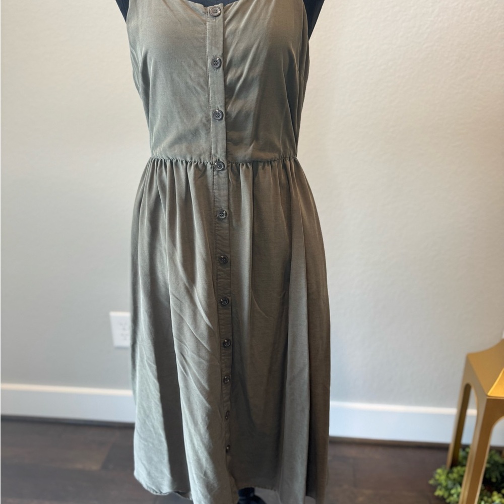 Nicole Miller Olive Button-Front Midi Dress